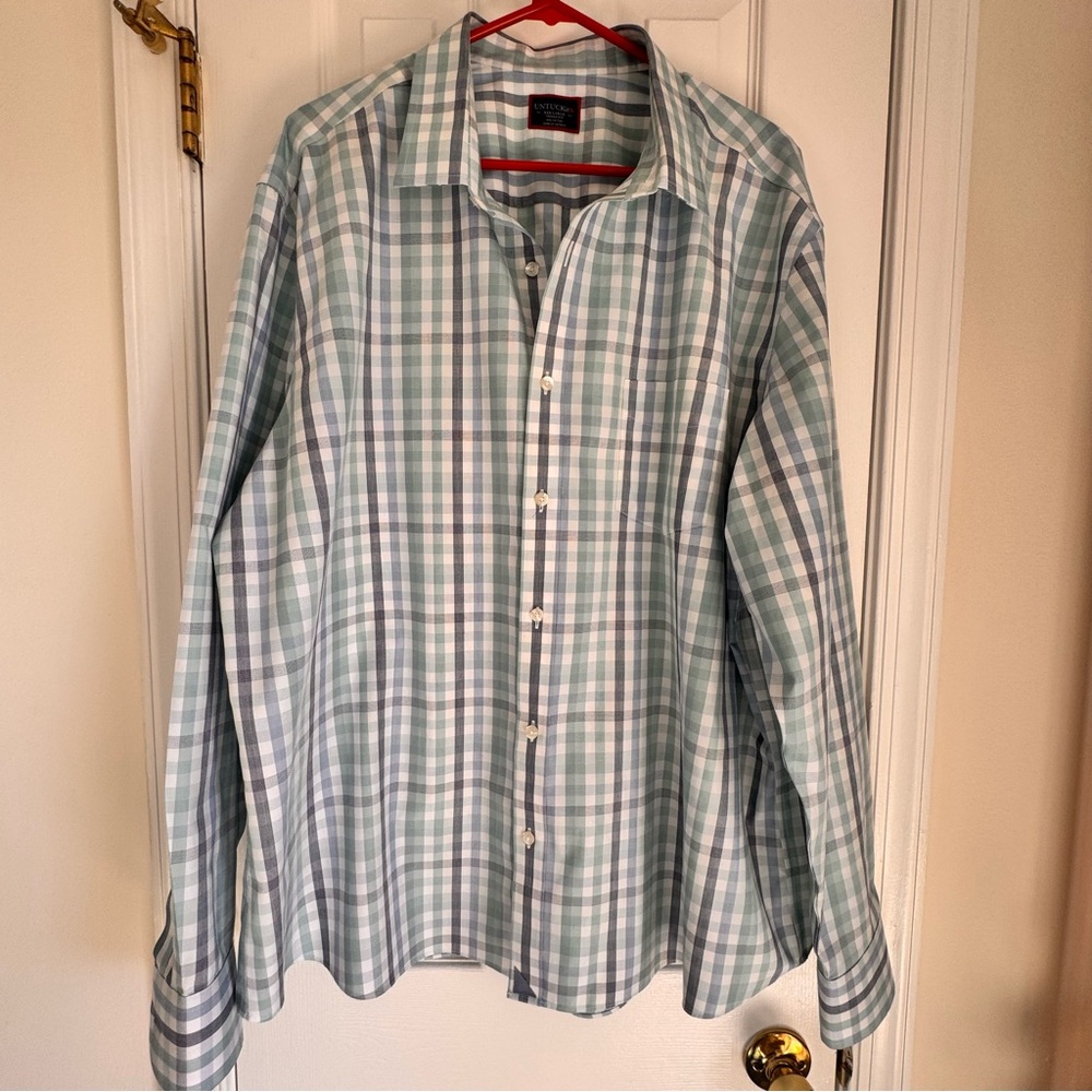UNTUCKit Castano Men Blue White Green Plaid Lng Sleeve Buttoned Dress Shirt XXXL